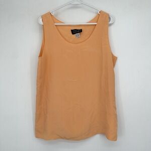 Spense Jeremy 100% Silk Peach Sleeveless Blouse Tank Top L Minimalist Office